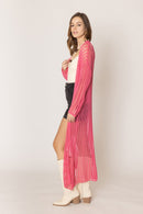 WLC410041 Sloane Crochet Long Cardigan - MiMi Wholesale