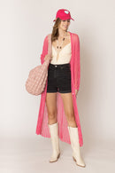 WLC410041 Sloane Crochet Long Cardigan - MiMi Wholesale