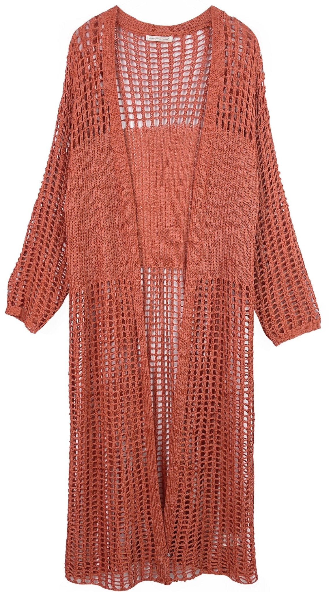 WLC410041 Sloane Crochet Long Cardigan - MiMi Wholesale