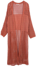 WLC410041 Sloane Crochet Long Cardigan - MiMi Wholesale