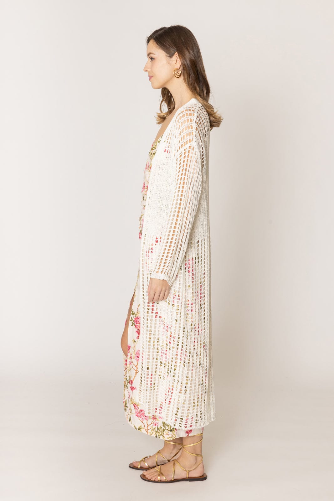 WLC410041 Sloane Crochet Long Cardigan - MiMi Wholesale