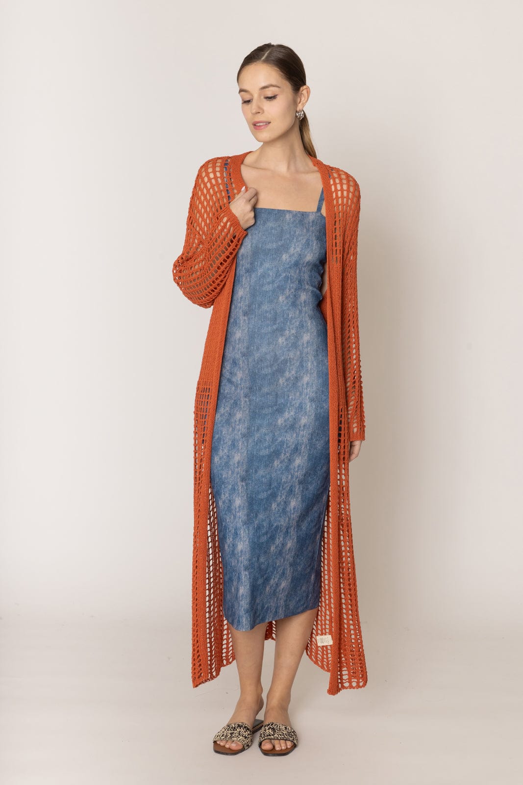 WLC410041 Sloane Crochet Long Cardigan - MiMi Wholesale