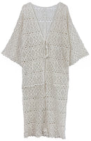 WLC410044 Aria Crochet Kimono with Tie - MiMi Wholesale