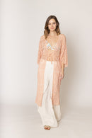 WLC410044 Aria Crochet Kimono with Tie - MiMi Wholesale