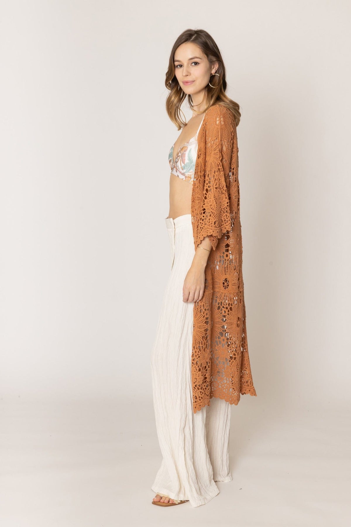 WLC410045 Lily Crochet Kimono - MiMi Wholesale