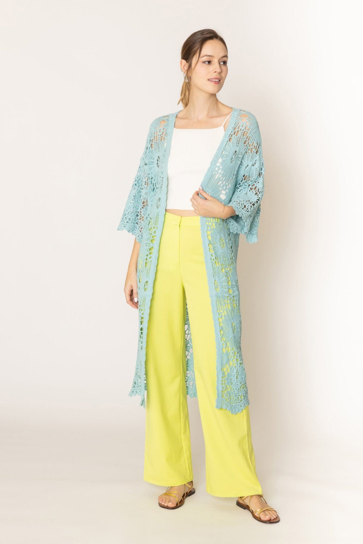 WLC410045 Lily Crochet Kimono - MiMi Wholesale