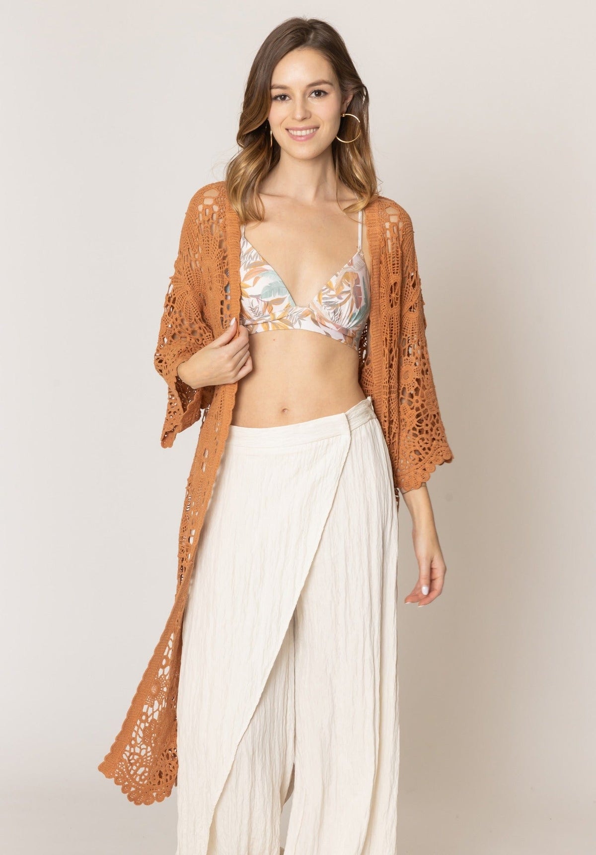 WLC410045 Lily Crochet Kimono - MiMi Wholesale