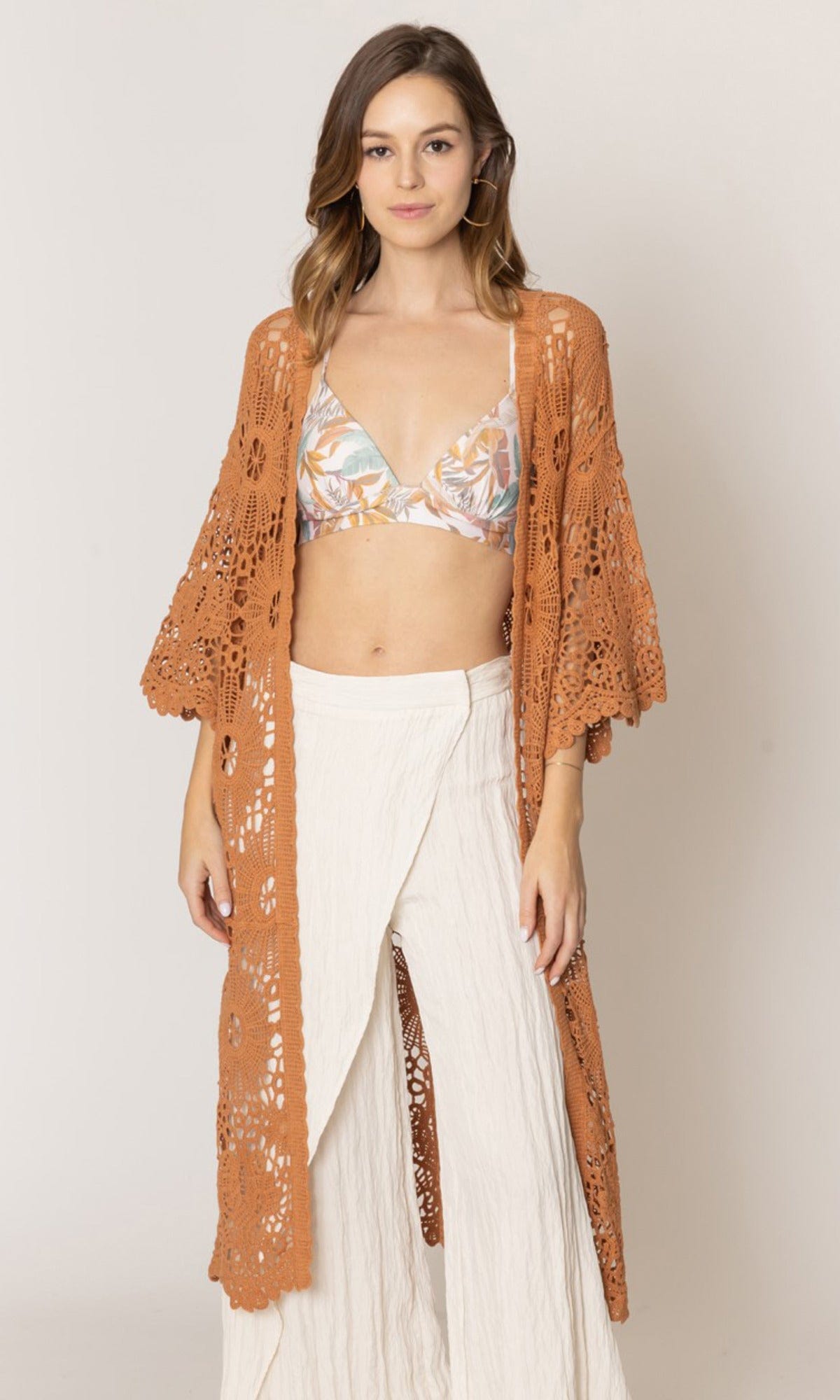 WLC410045 Lily Crochet Kimono - MiMi Wholesale