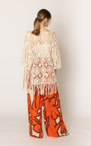 WLC410046 Eliana Crochet Kimono With Tassels - MiMi Wholesale