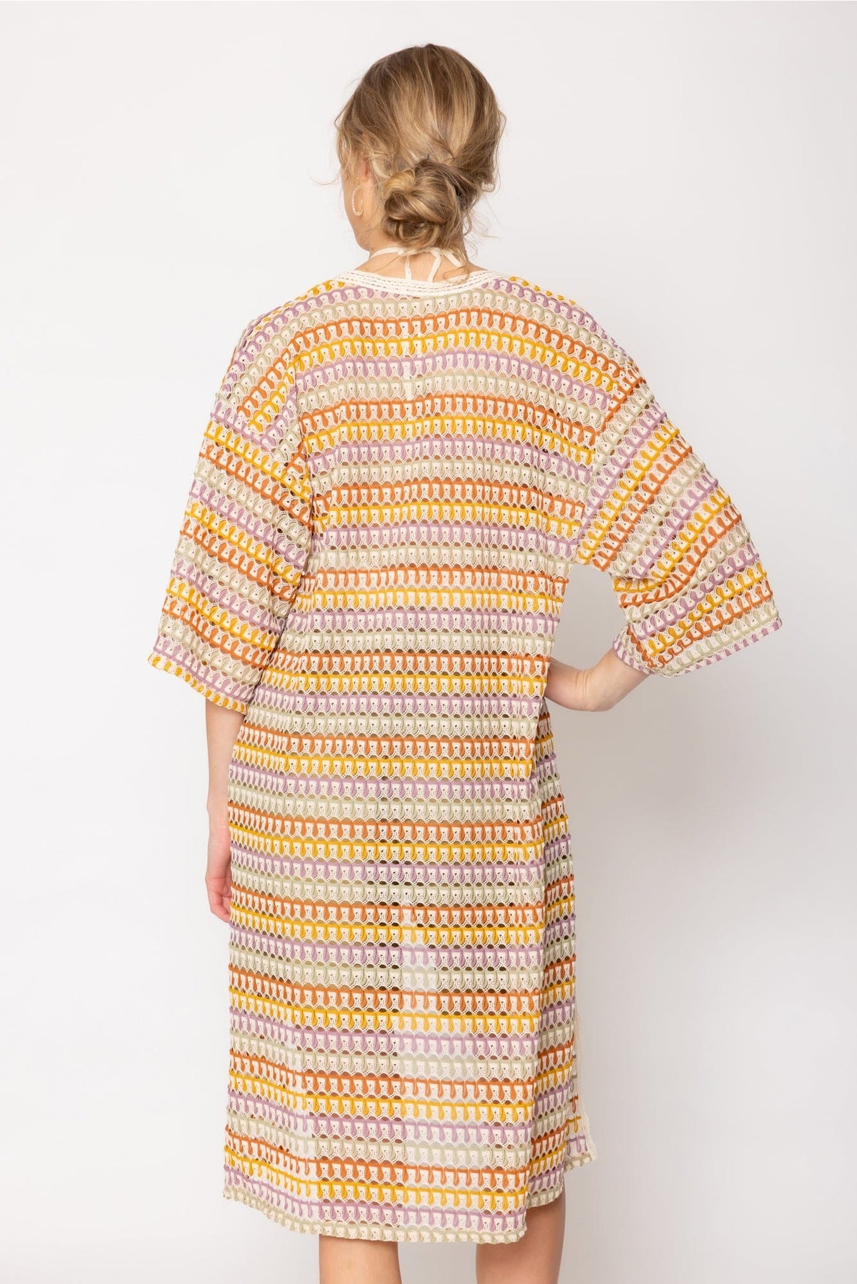 WLC510045 Oaklynn Stripe Crochet Cardigan - MiMi Wholesale