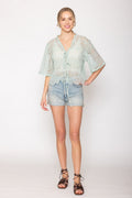 WLC510046 Wren Lace Tie Front Short Cardigan - MiMi Wholesale