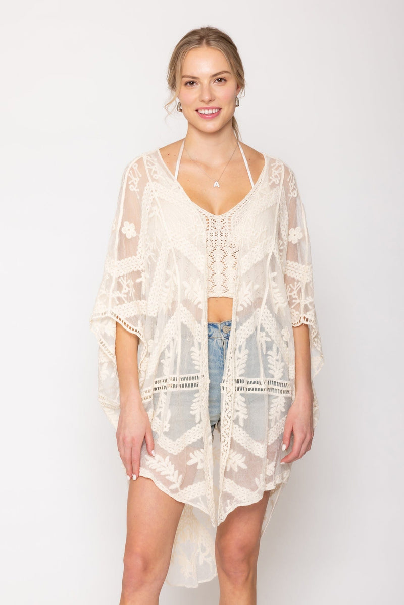 WLC510067 Presley Floral Lace Kimono/Cover Up - MiMi Wholesale