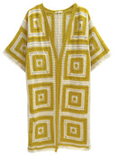 WLCS078 Square Pattern Crochet Cardigan - MiMi Wholesale