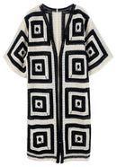 WLCS078 Square Pattern Crochet Cardigan - MiMi Wholesale