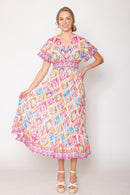 WLD510097 Tile Print Long Dress - MiMi Wholesale