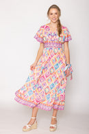 WLD510097 Tile Print Long Dress - MiMi Wholesale