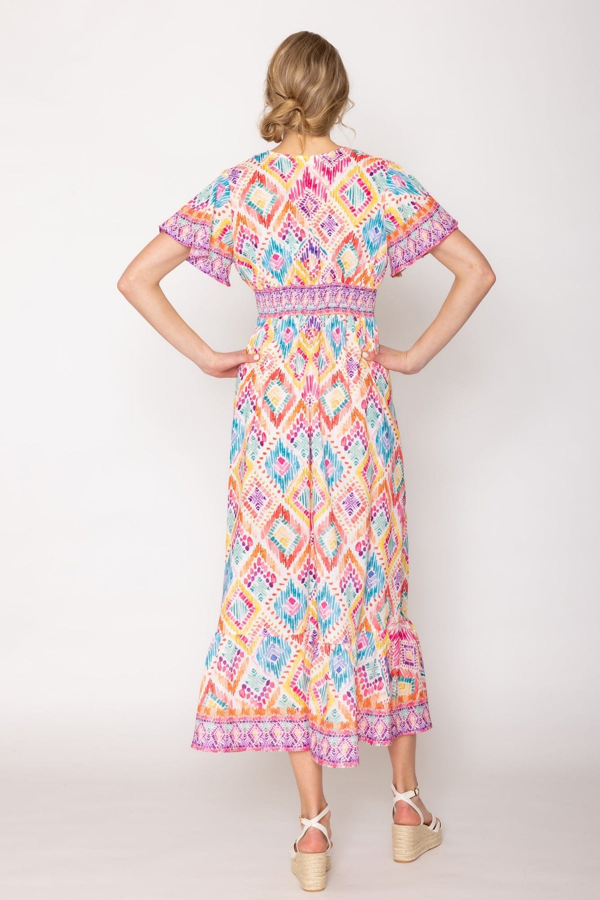 WLD510097 Tile Print Long Dress - MiMi Wholesale