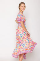 WLD510097 Tile Print Long Dress - MiMi Wholesale