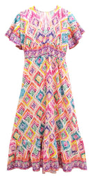 WLD510097 Tile Print Long Dress - MiMi Wholesale