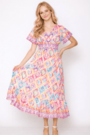 WLD510097 Tile Print Long Dress - MiMi Wholesale