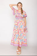 WLD510097 Tile Print Long Dress - MiMi Wholesale