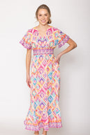 WLD510097 Tile Print Long Dress - MiMi Wholesale