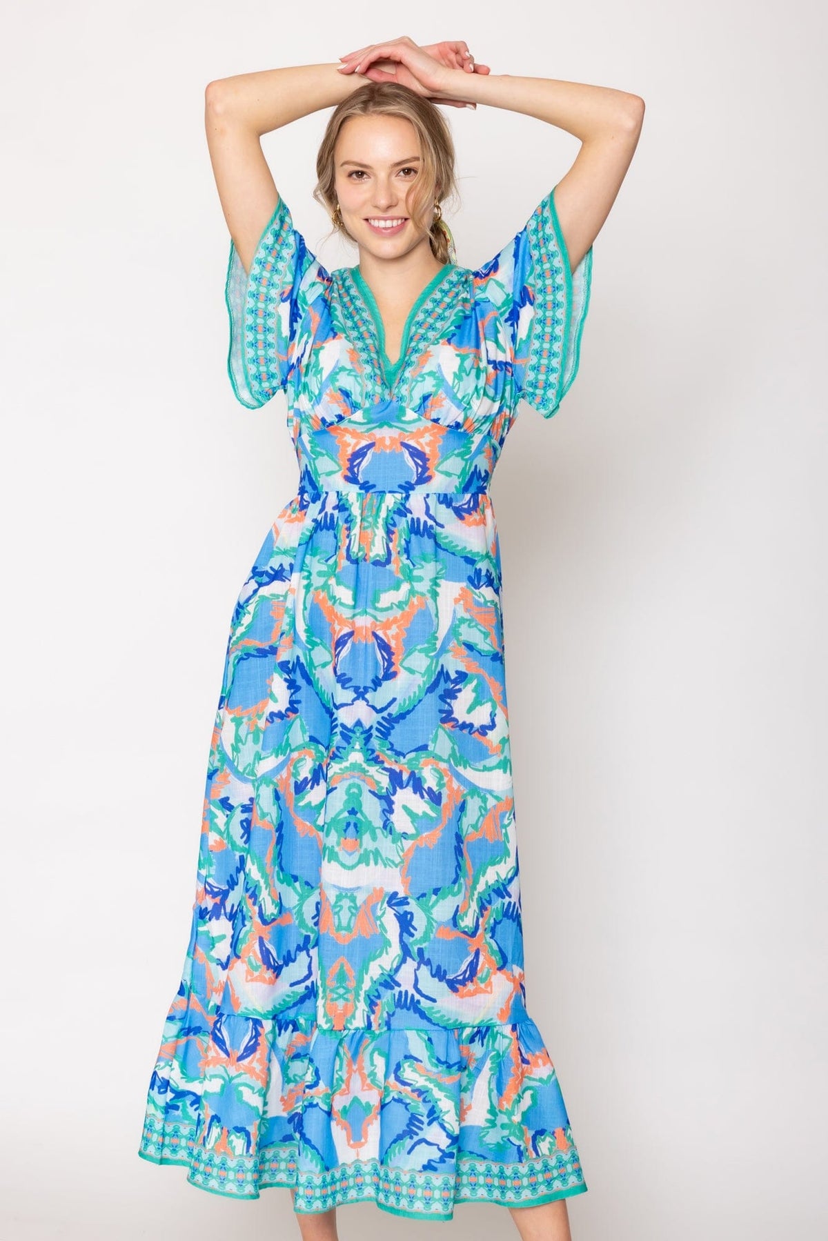 WLD510098 Abstract Print Long Dress - MiMi Wholesale