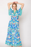 WLD510098 Abstract Print Long Dress - MiMi Wholesale