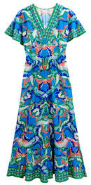 WLD510098 Abstract Print Long Dress - MiMi Wholesale