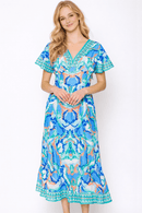 WLD510098 Abstract Print Long Dress - MiMi Wholesale