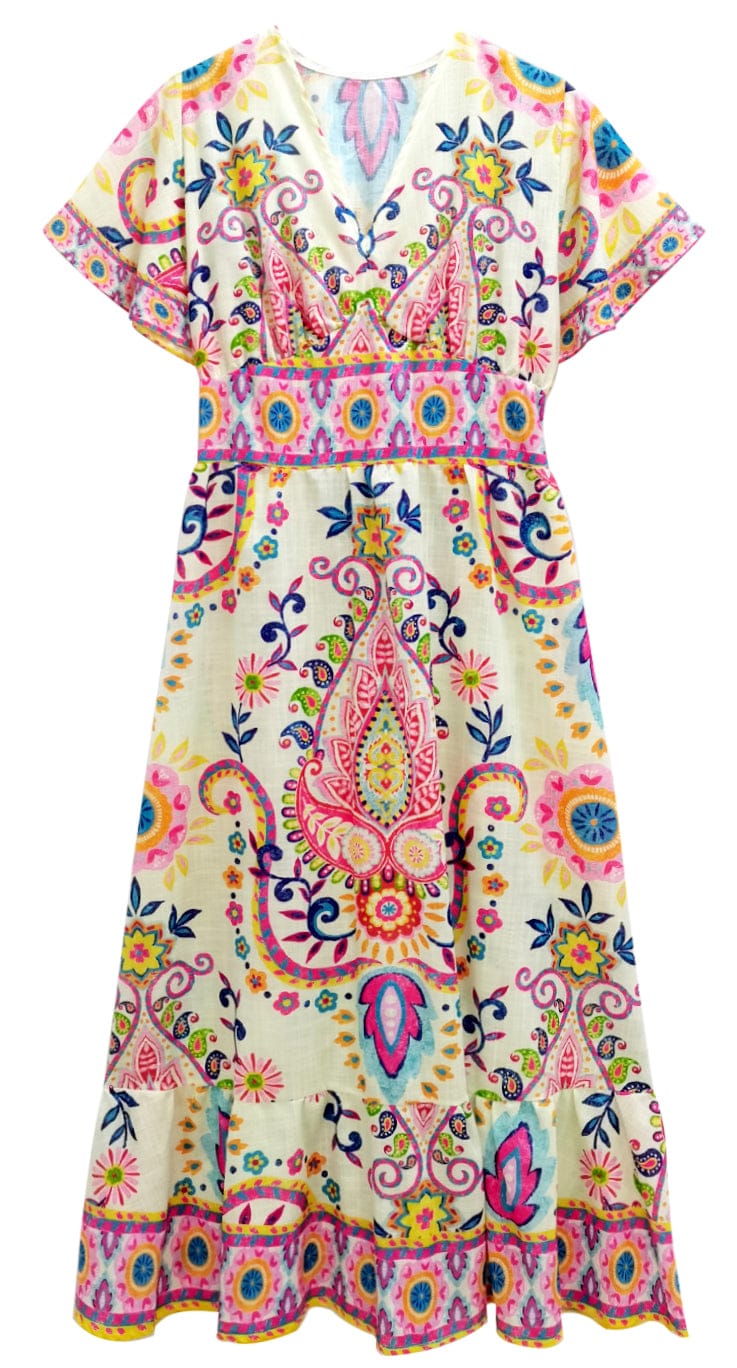 WLD510099 Paisley Print Long Dress - MiMi Wholesale