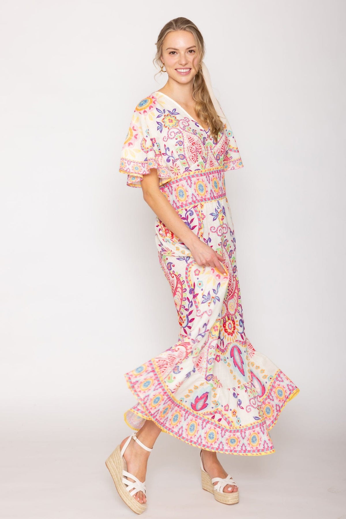 WLD510099 Paisley Print Long Dress - MiMi Wholesale