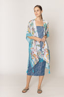 WLK410013 Kinsley Floral Print Kimono With Tassels - MiMi Wholesale