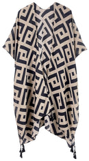 WLK410094 Aubrey Geometric Print Kimono With Tassels - MiMi Wholesale