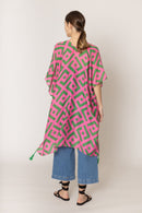 WLK410094 Aubrey Geometric Print Kimono With Tassels - MiMi Wholesale