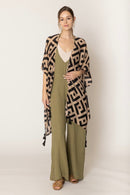 WLK410094 Aubrey Geometric Print Kimono With Tassels - MiMi Wholesale