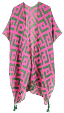 WLK410094 Aubrey Geometric Print Kimono With Tassels - MiMi Wholesale