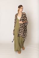 WLK410094 Aubrey Geometric Print Kimono With Tassels - MiMi Wholesale