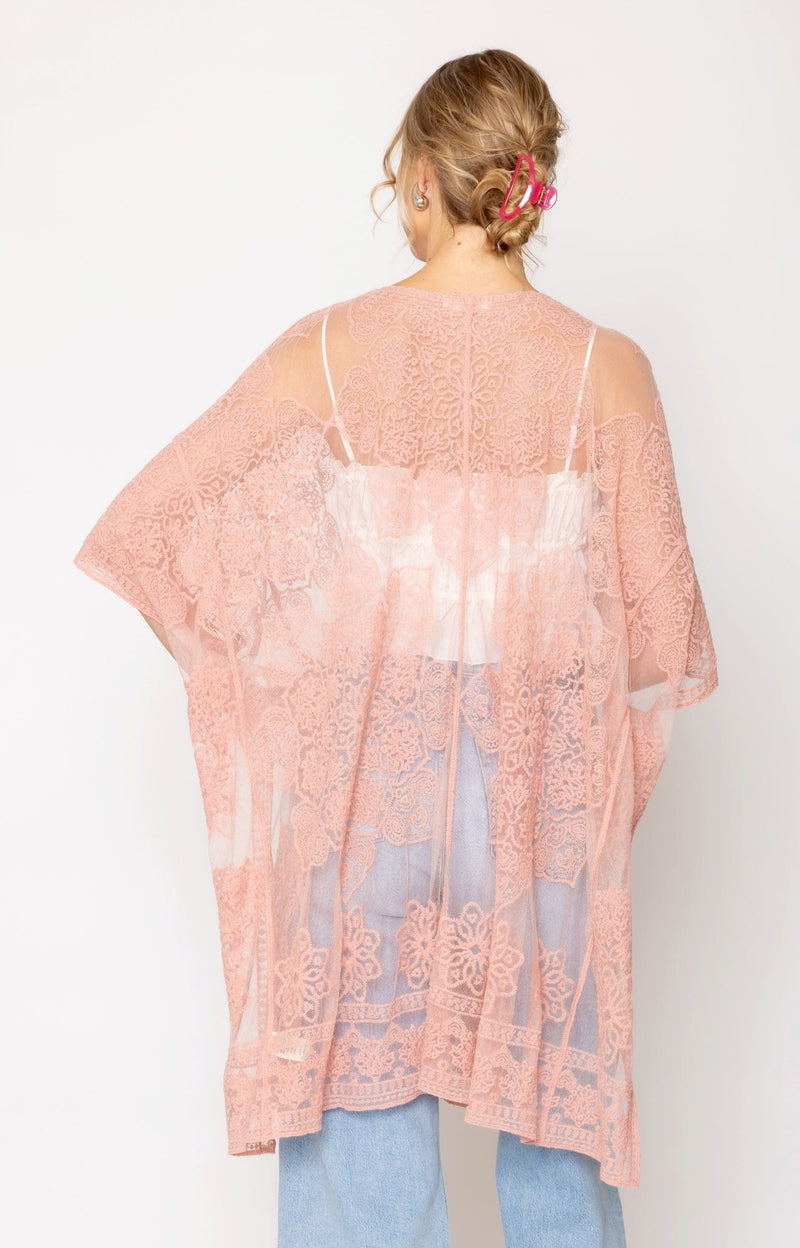 WLK510065 Khloe Flower Lace Kimono/Cover Up - MiMi Wholesale