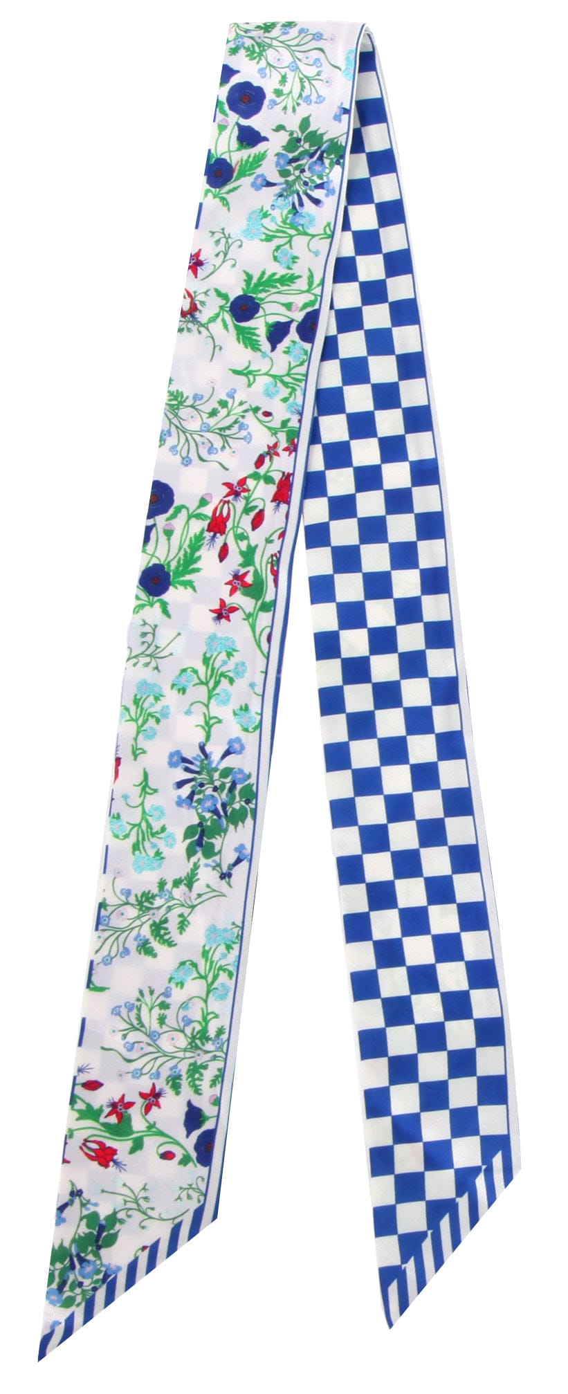 WLLS188 Check Floral Skinny Scarf - MiMi Wholesale