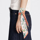 WLLS188 Check Floral Skinny Scarf - MiMi Wholesale