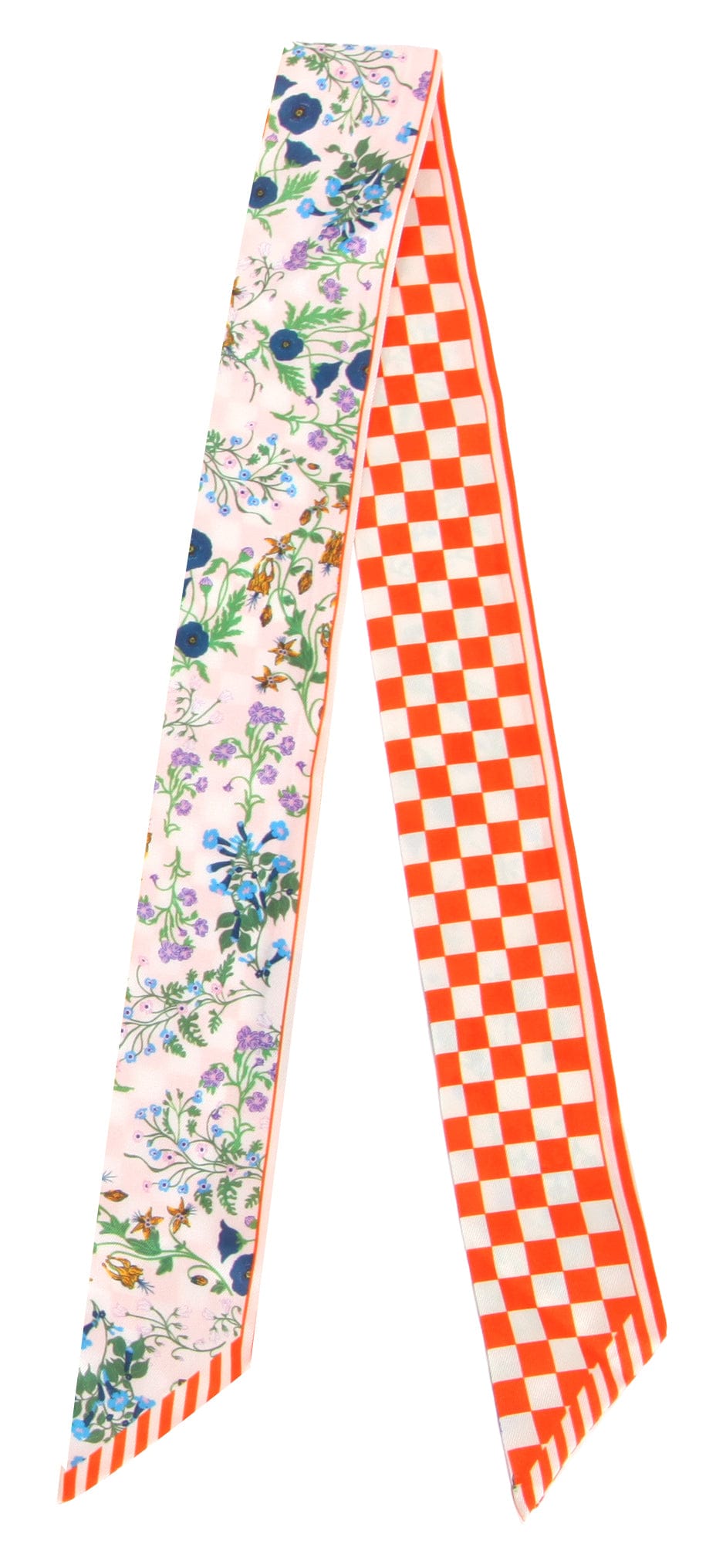 WLLS188 Check Floral Skinny Scarf - MiMi Wholesale