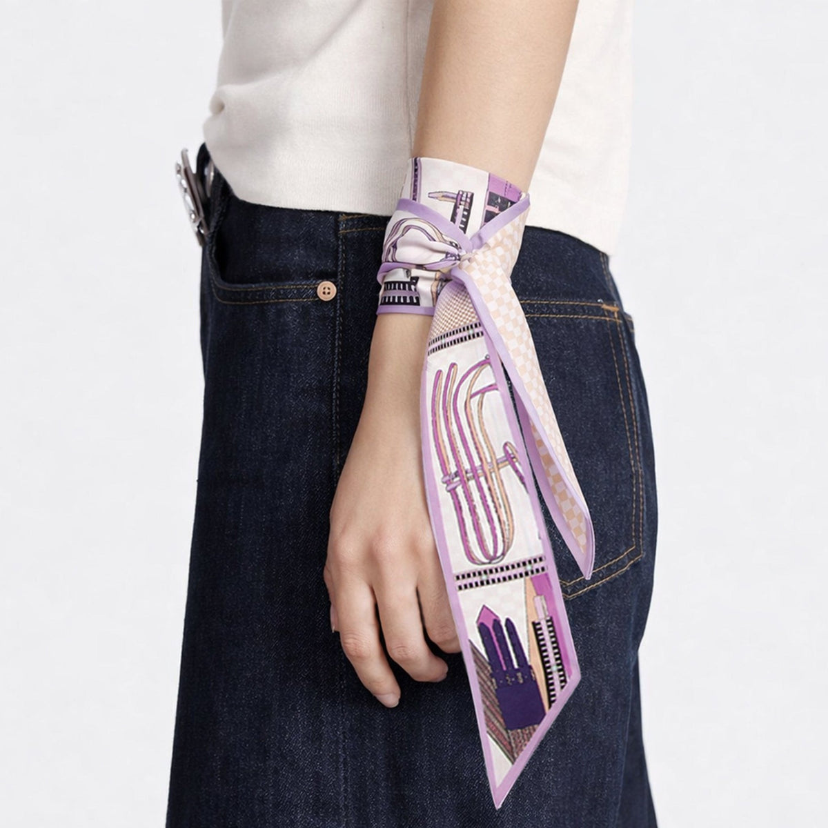 WLLS192 Bridle Print Skinny Scarf - MiMi Wholesale