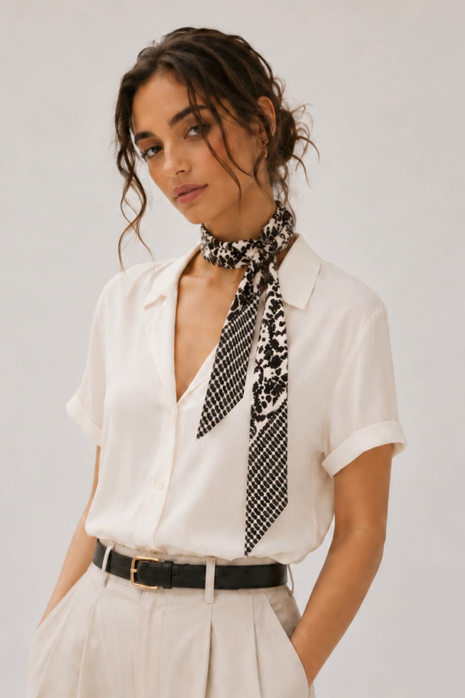 WLLS194 Classic Motif Skinny Scarf - MiMi Wholesale
