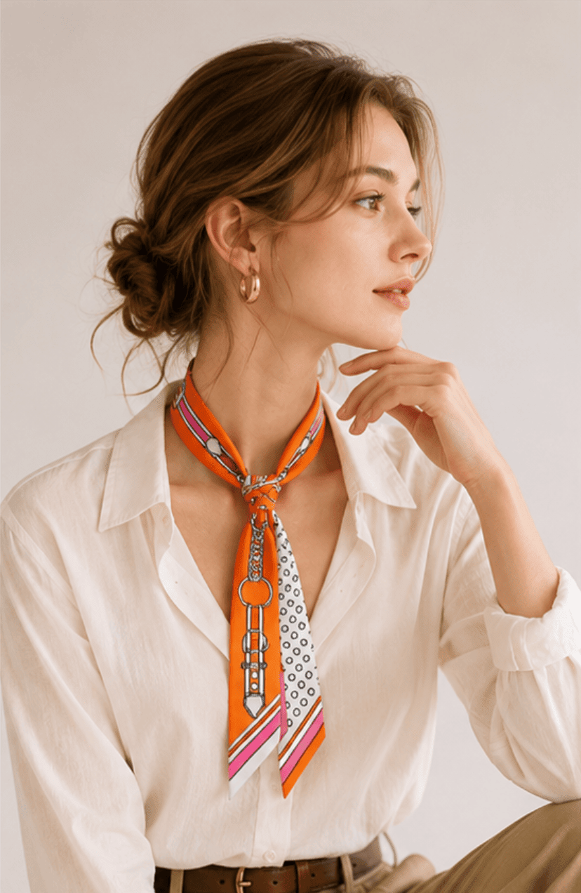 WLLS308 Belt Chain Skinny Scarf - MiMi Wholesale