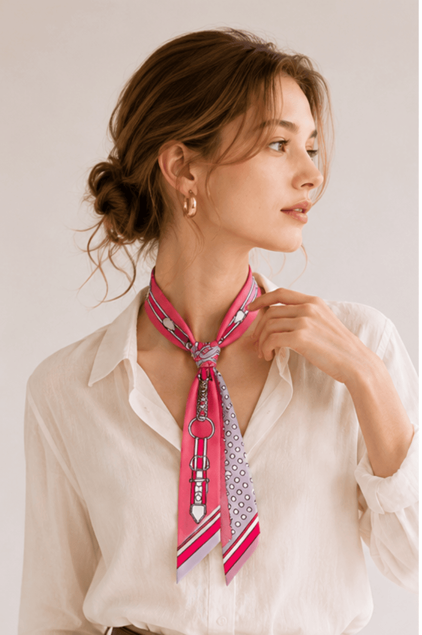 WLLS308 Belt Chain Skinny Scarf - MiMi Wholesale
