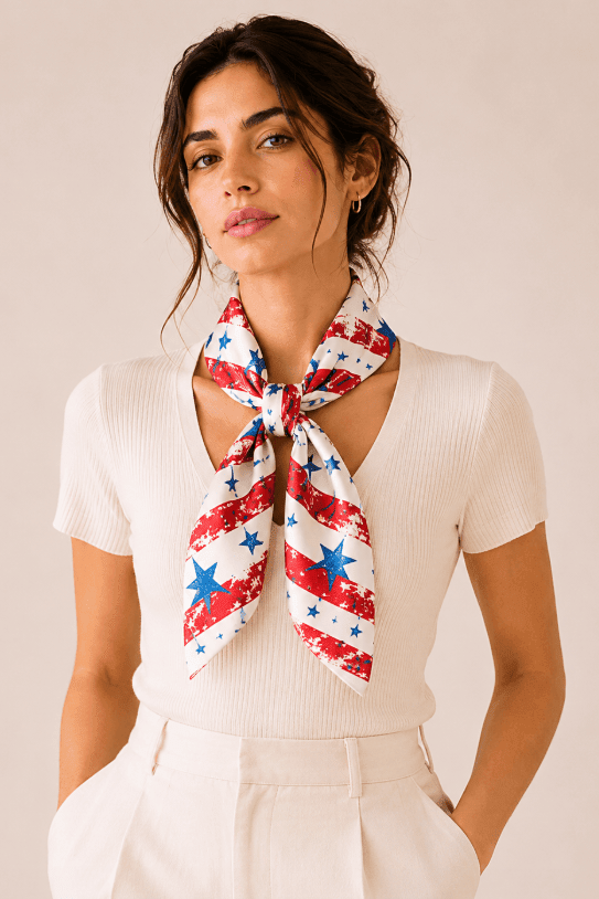 WLQS300 Vintage Star Print Square Scarf - MiMi Wholesale