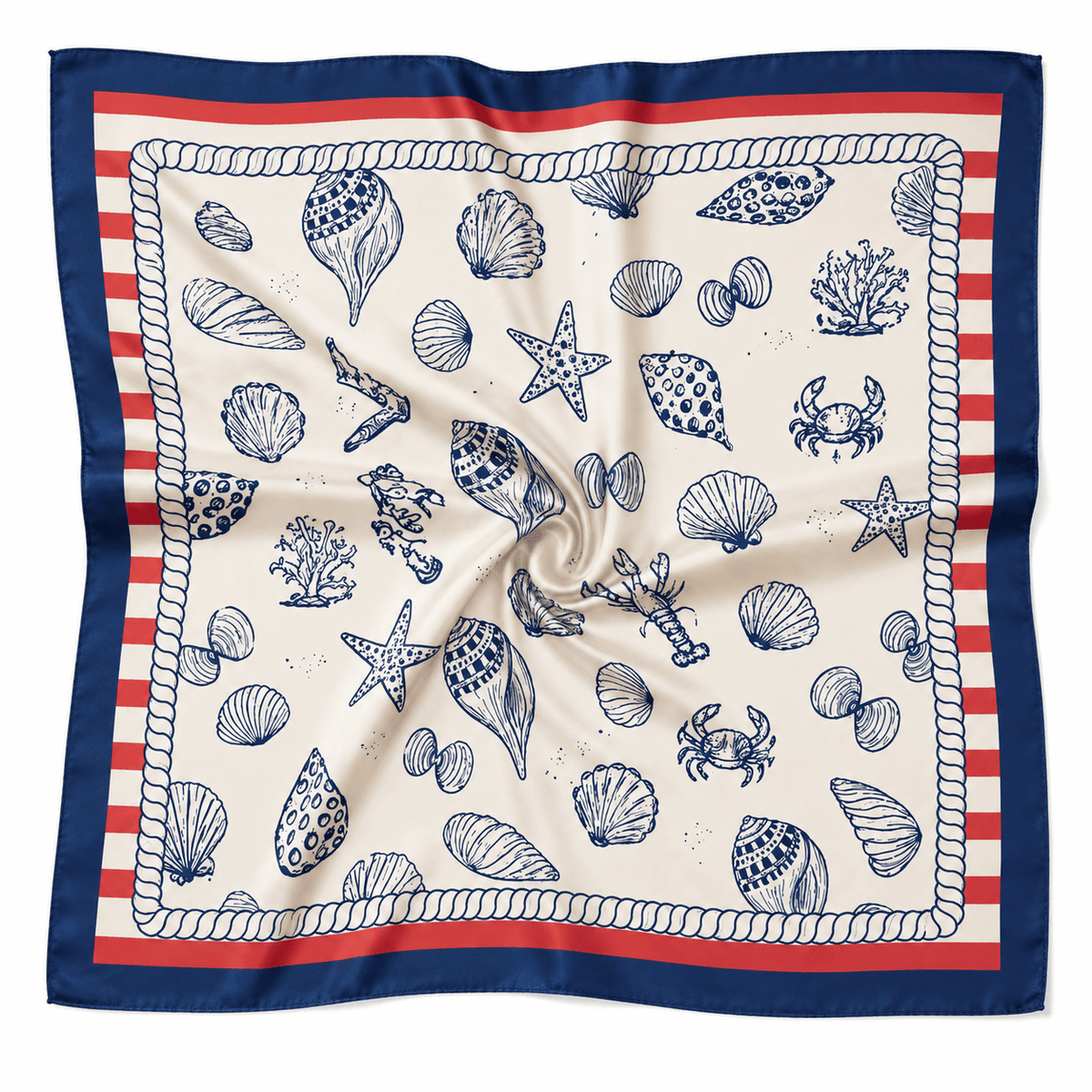 WLQS400 Sea Print Square Scarf - MiMi Wholesale