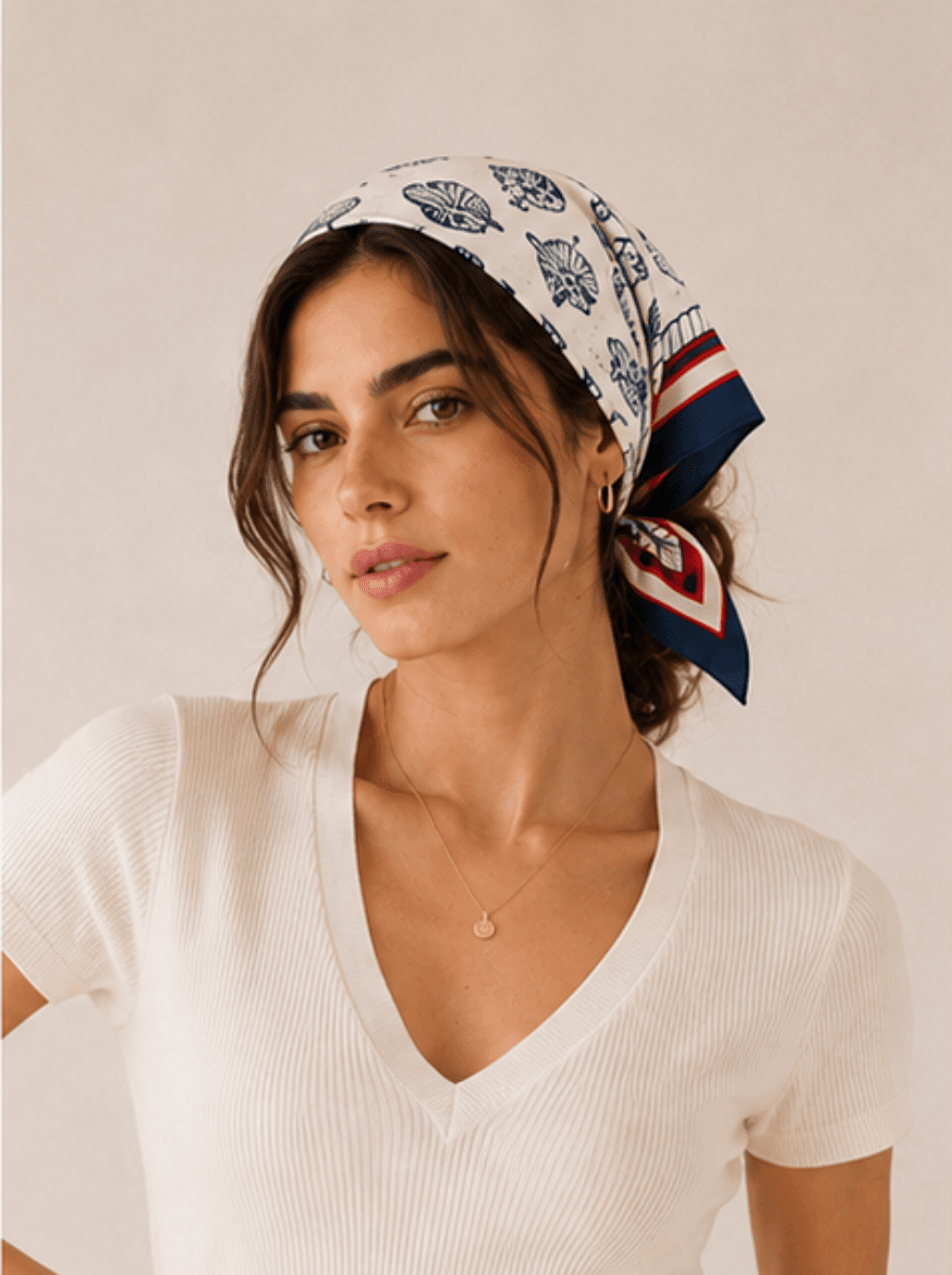 WLQS400 Sea Print Square Scarf - MiMi Wholesale