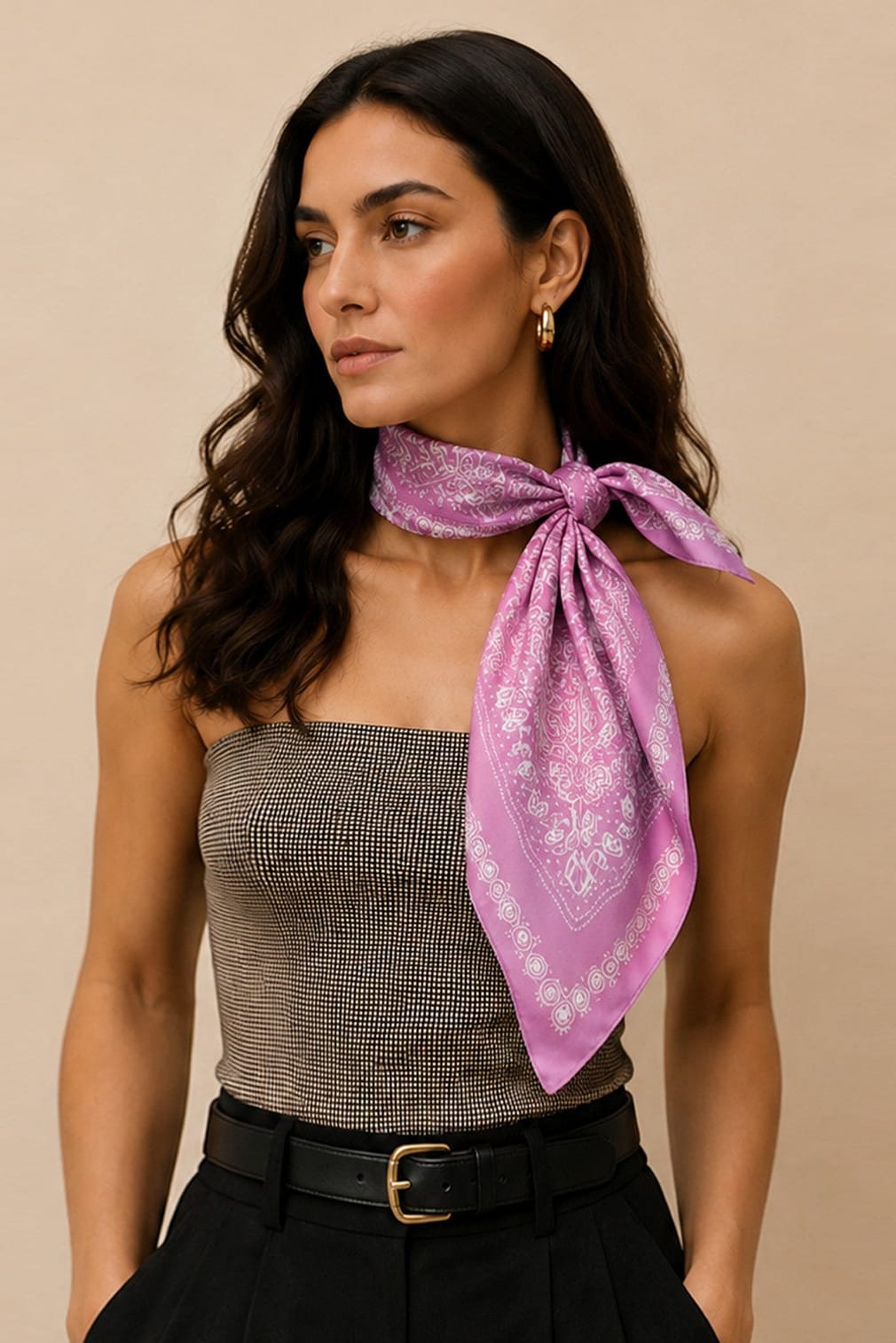 WLQS514 Bandana Print Square Scarf - MiMi Wholesale